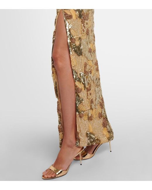 Rachel Gilbert Metallic Elyse Beaded Gown