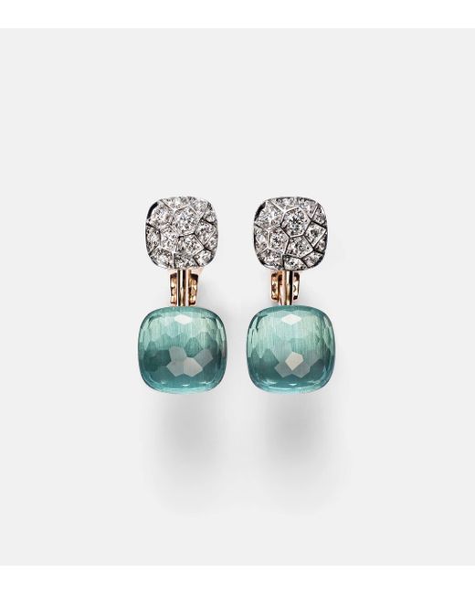 Pomellato White Nudo 18Kt Rose And Earrings With Topaz And Diamonds