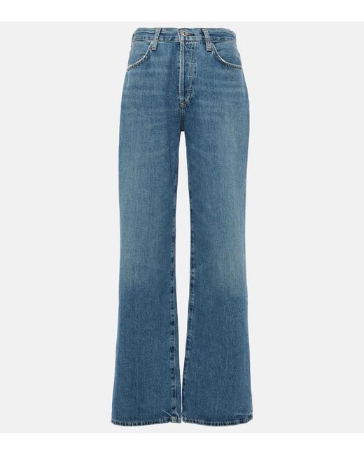 Citizens of Humanity Blue Mid-Rise Wide-Leg Jeans Annina