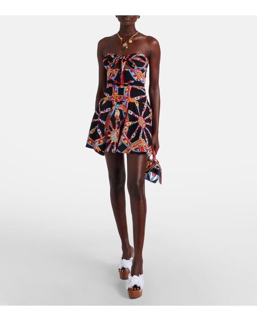 Dolce & Gabbana Red Printed Silk-Blend Minidress