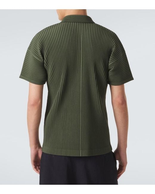 Homme Plissé Issey Miyake Green Color Pleats 2 Polo Shirt for men