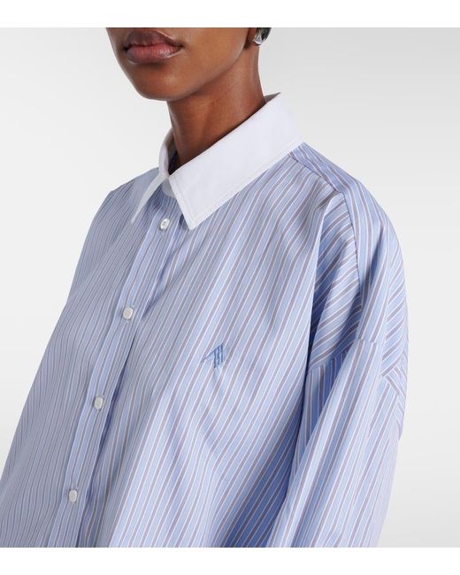 The Attico Blue Striped Asymmetric Cotton Shirt