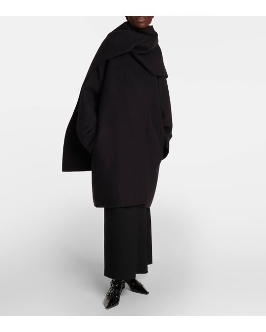 The Row Black Meti Scarf-detail Cashmere Coat
