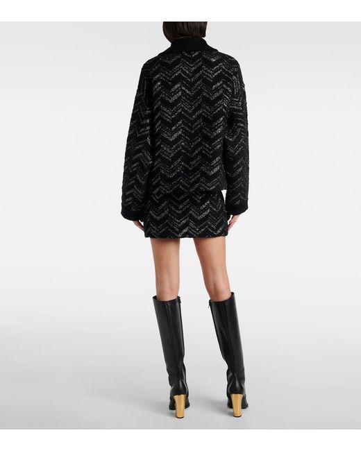 Missoni Black Zigzag-Woven Lurex-Detailed Cardigan