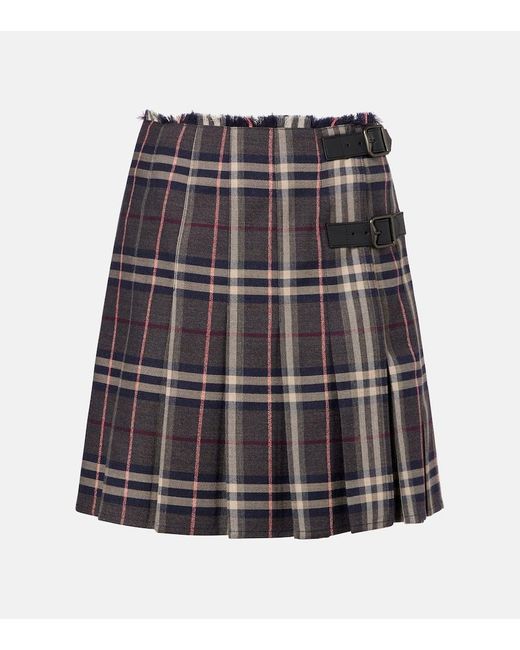 Burberry Multicolor Checked Wool Miniskirt