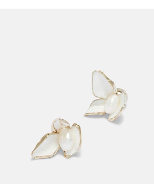 Boucles D'Oreilles A Perles Erdem en coloris Metallic