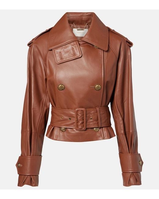 Zimmermann Brown Hypnotic Cropped Leather Jacket