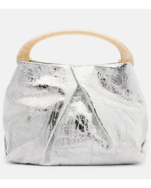 Dries Van Noten Crisp Mini Metallic Leather Top-Handle Bag