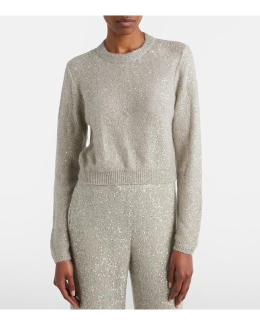 Brunello Cucinelli Gray Sequined Sweater