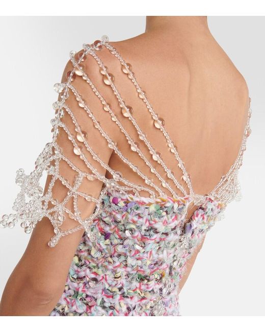 SUSAN FANG White Beaded Crochet Minidress