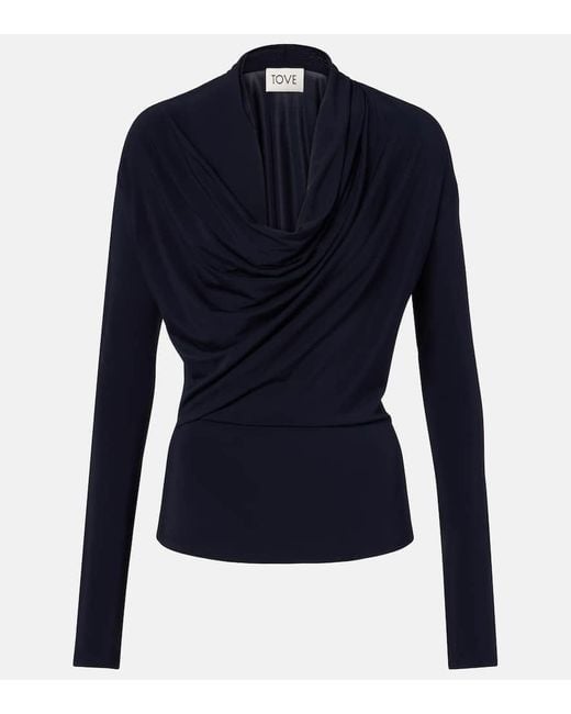 TOVE Blue Fina Draped Jersey Top