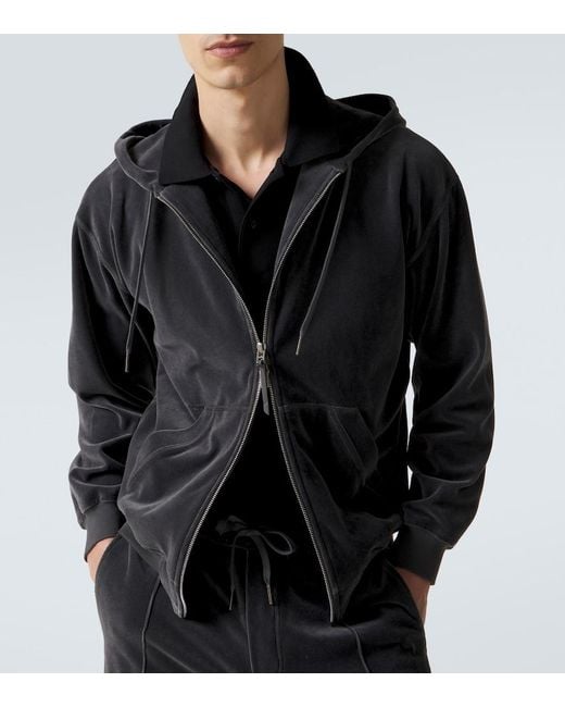 Tom Ford Black Cotton-Blend Velour Zip-Up Hoodie for men