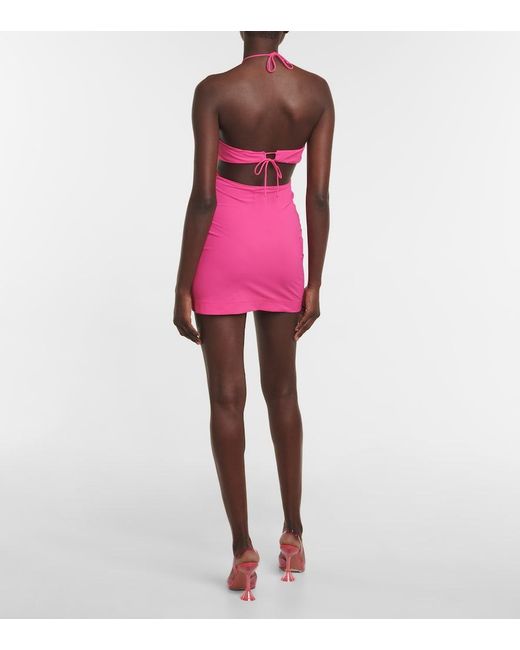 Nensi Dojaka Pink Halterneck Minidress