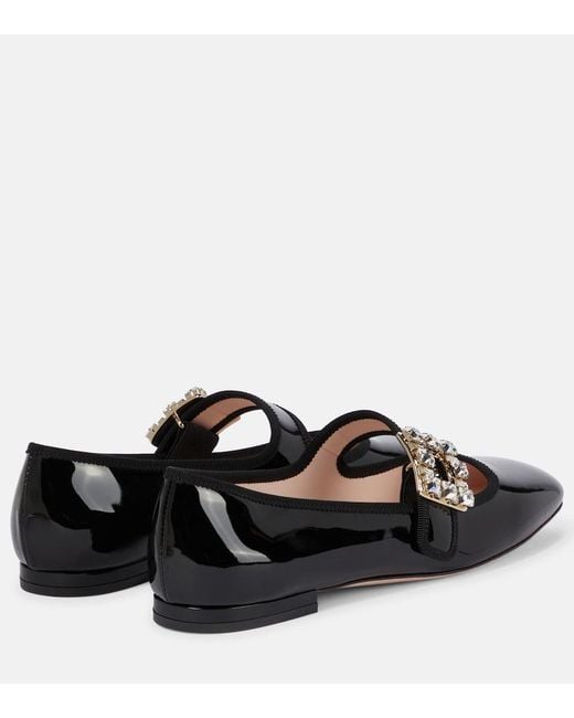 Roger Vivier Black Tres Vivier Babies Patent Leather Ballet Flats