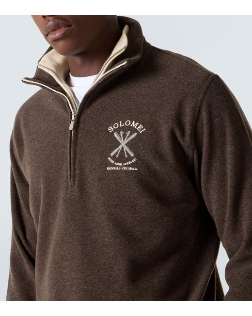 Jersey En Mezcla De Cachemir Y Algodon Brunello Cucinelli de hombre de color Brown