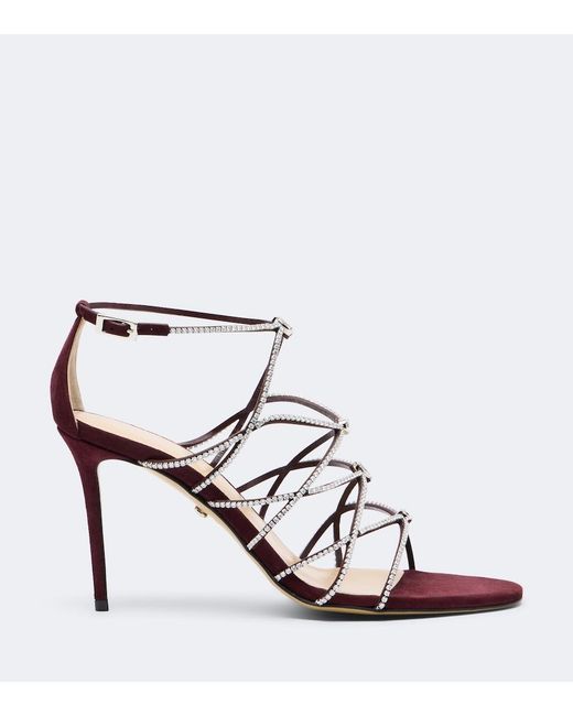 Mach & Mach Pink Daisy Embellished Suede Sandals