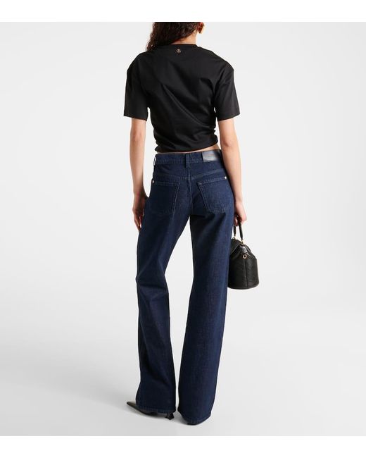 7 For All Mankind Blue High-Rise Flared Jeans Tess