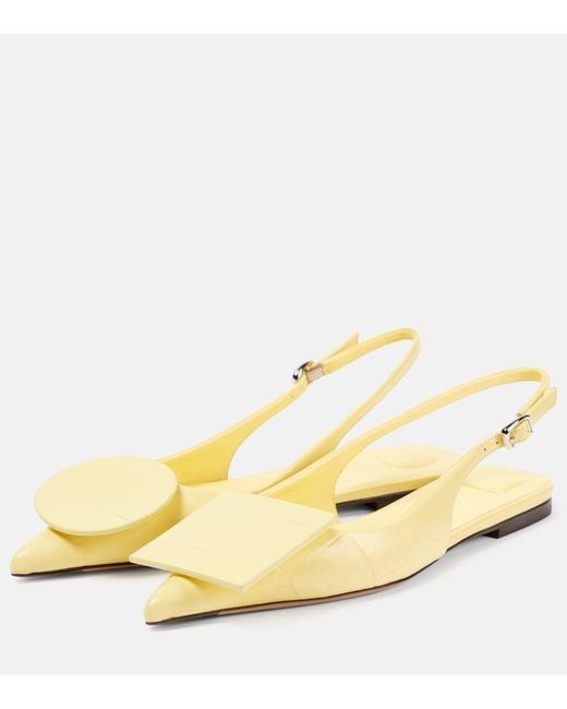 Jacquemus Yellow Les Slingbacks Duelo Leather Ballet Flats