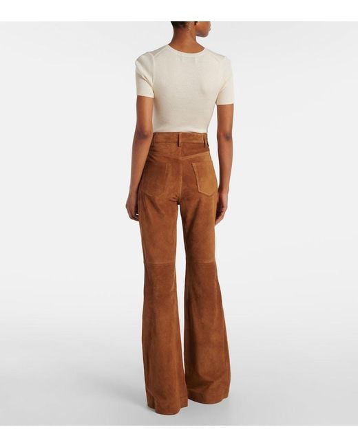 Nili Lotan Brown Roe Suede Flared Pants