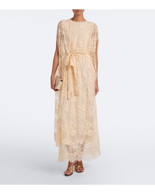 Zimmermann Natural Valiant Caped Lace Maxi Dress