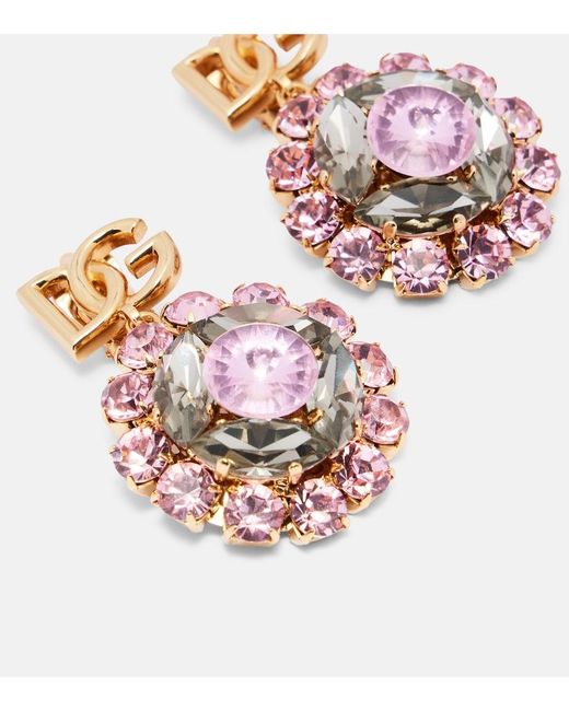 Dolce & Gabbana Pink Re-Edition Dg Embellished Clip-On Earrings