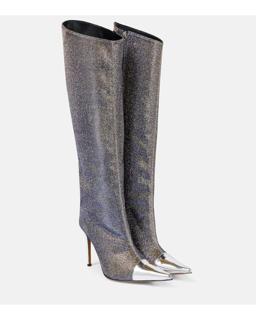 Alexandre Vauthier Gray Metallic Knee-High Boots
