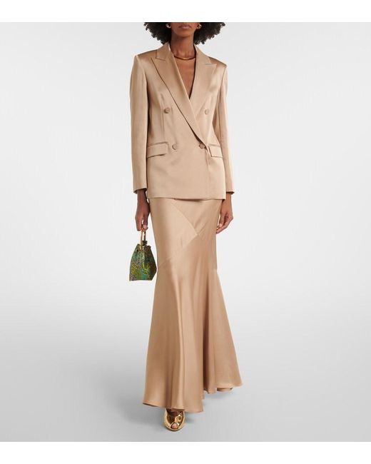 Max Mara Natural Arca Double-Breasted Satin Blazer