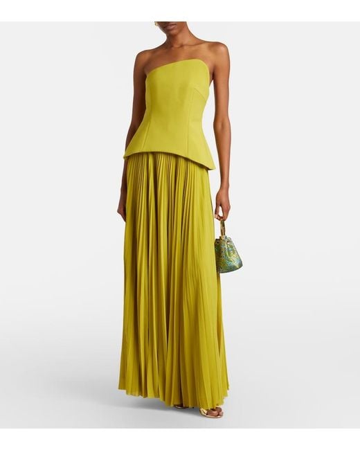 Solace London Yellow Britt Plisse Maxi Dress