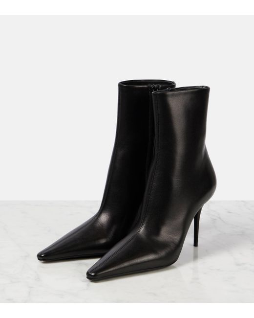 Saint Laurent Black Ashley 90 Leather Booties