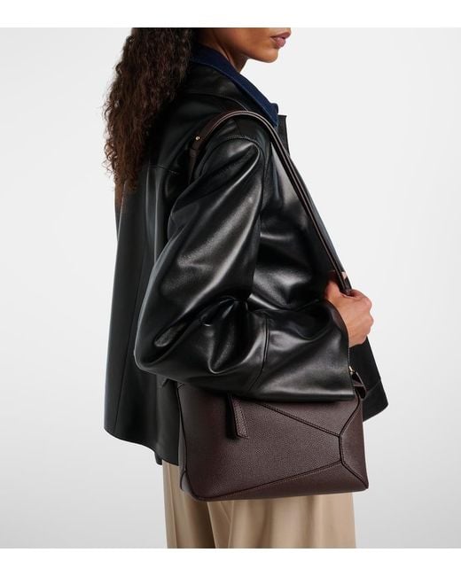 Loewe Black Tote Bag Puzzle Edge Small Aus Leder