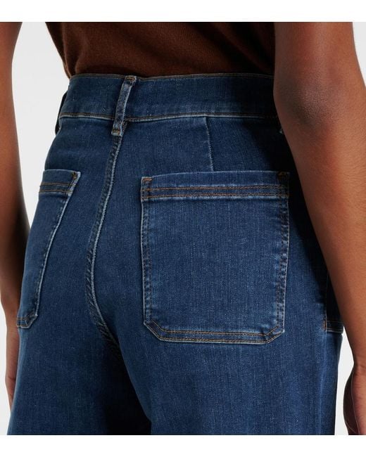 FRAME Blue Le Slim Palazzo High-Rise Wide-Leg Jeans