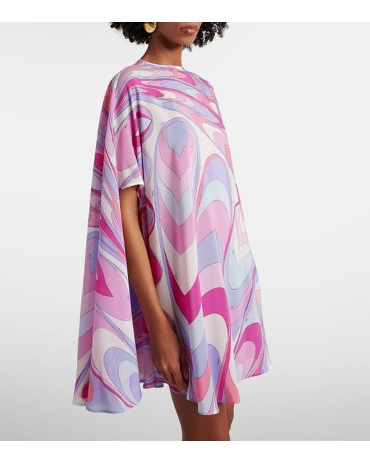 Emilio Pucci Pink Printed Silk Crepe De Chine Kaftan