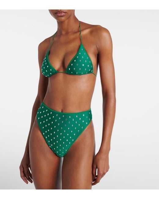 Oseree Green Gem Embellished Bikini