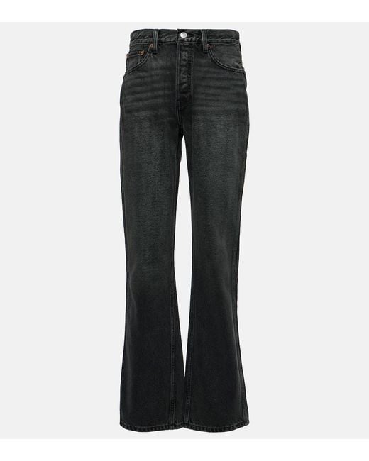 Re/done Black '90S Loose High-Rise Straight Jeans
