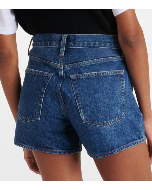 Agolde Blue Parker Long High-Rise Denim Shorts