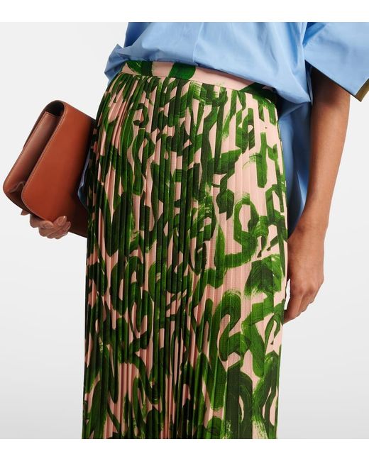 Jupe Midi Imprimee Dries Van Noten en coloris Green