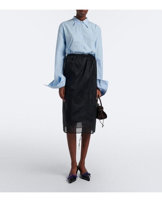Prada Blue Oversized Cotton Poplin Shirt