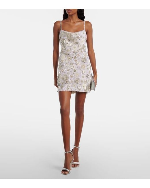 Rachel Gilbert Natural Francesca Embellished Minidress