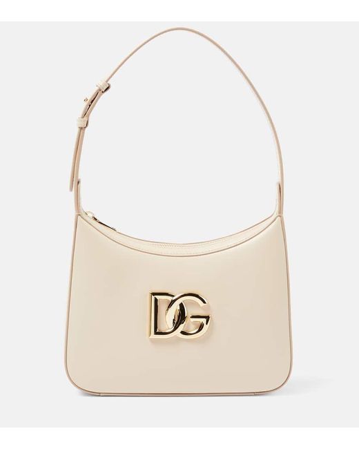 Dolce & Gabbana Natural 3.5 Small Dg Leather Shoulder Bag