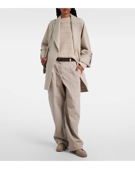 Brunello Cucinelli Natural Cashmere And Wool-Blend Sweater