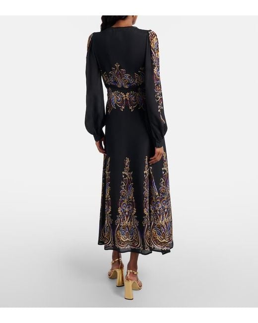 Etro Black Paisley Midi Dress