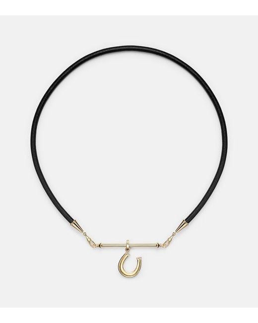 Marie Lichtenberg Metallic 18Kt And Leather Pendant Necklace With Diamonds