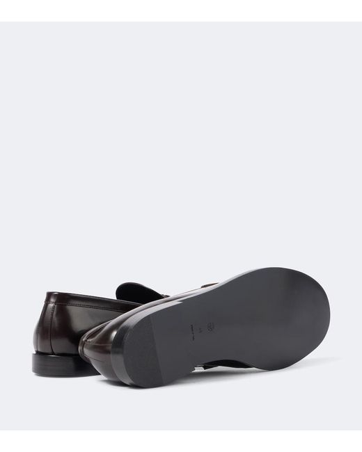 The Row Black Classic Leather Loafers for men