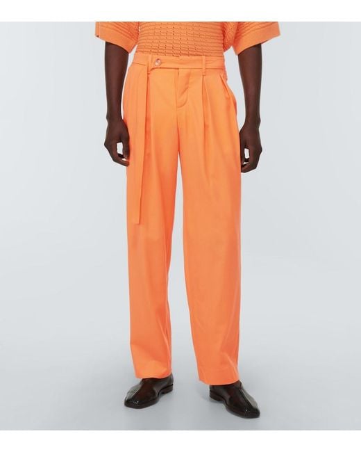 King & Tuckfield Orange Grant High-rise Wide-leg Wool Pants for men