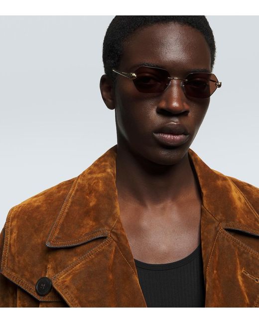 Cartier Brown Panthere De Cartier Square Sunglasses for men