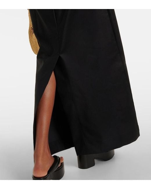 Adriana Degreas Black Cotton-Blend Maxi Skirt
