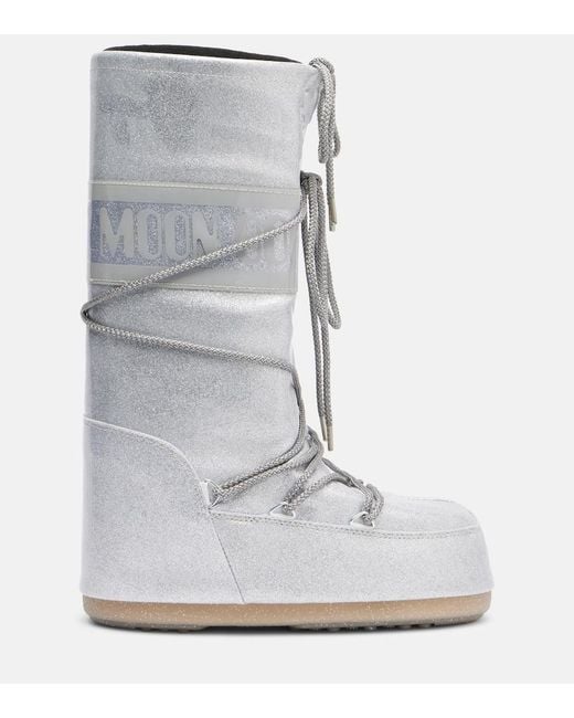 Moon Boot Gray Icon Glitter Knee-High Snow Boots