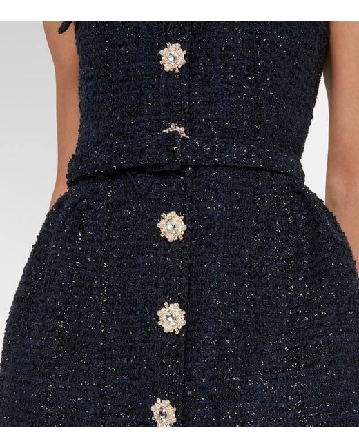 Self-Portrait Blue Verziertes Minikleid Aus Boucle