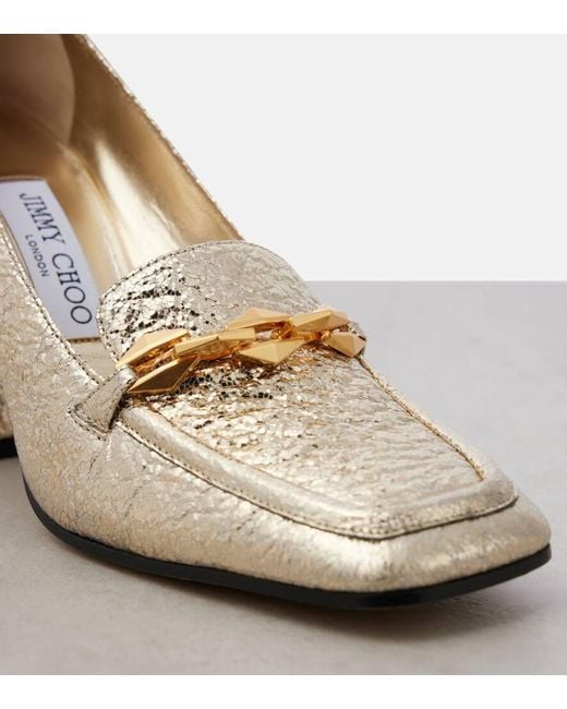 Jimmy Choo Metallic Diamond Tilda 80 Loafer Pumps