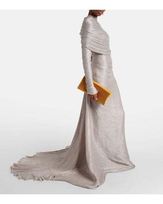 Marmar Halim Gray Ruched Gown